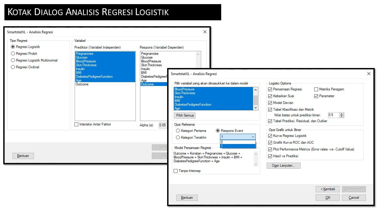 Kotak Dialog Regresi Logistik