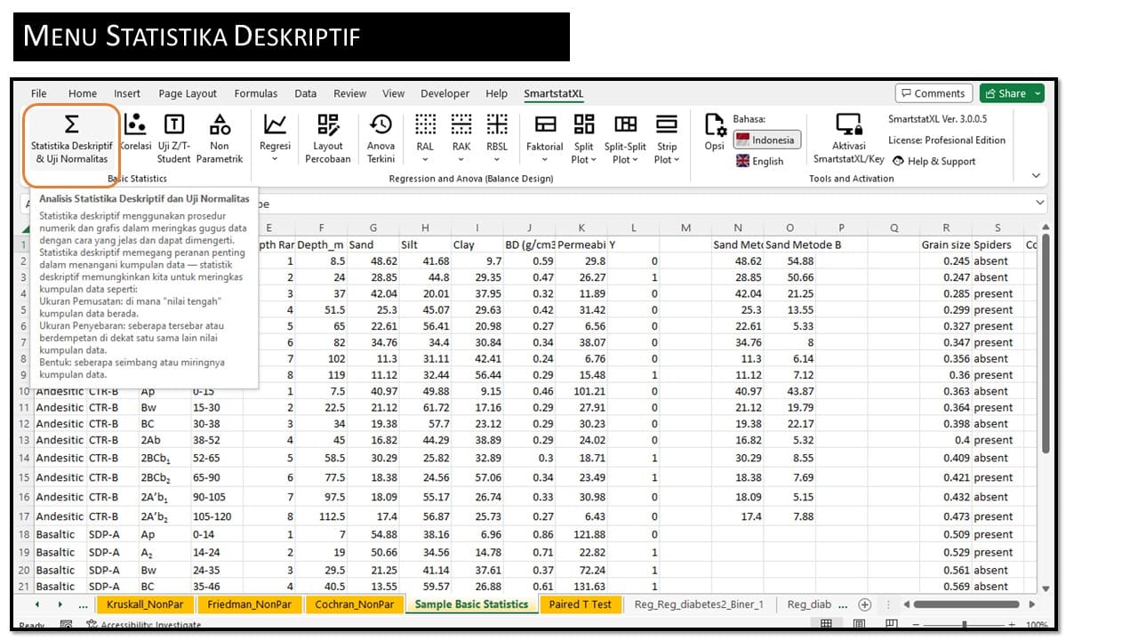 Menu Statistik Deskriptif