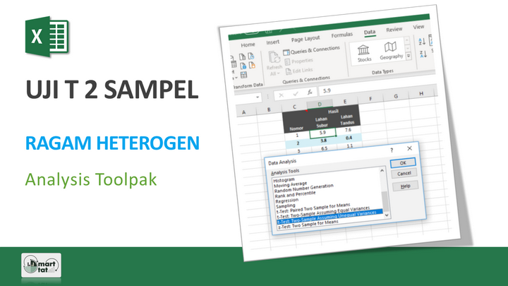 Tutorial Excel: Uji t 2 sampel ragam heterogen