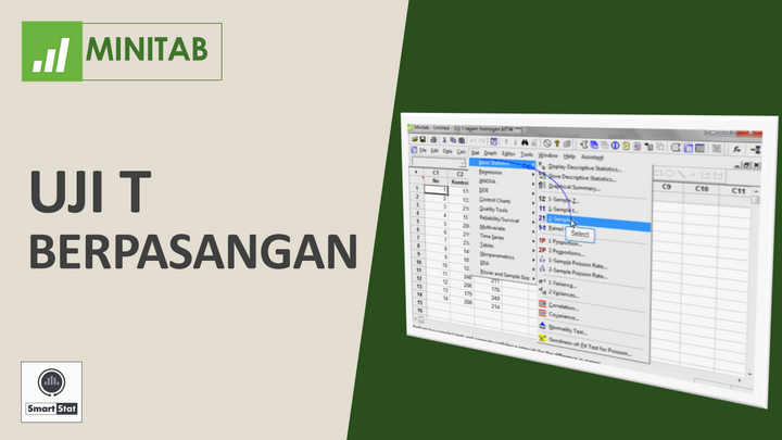 Tutorial Minitab: t test 2 sample berpasangan