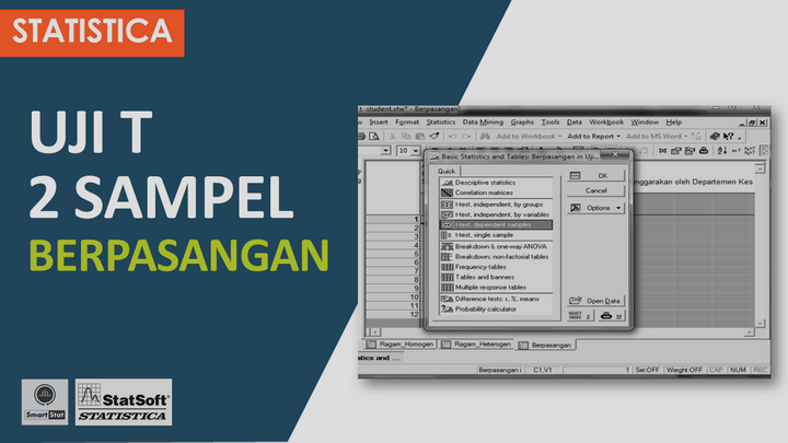 Tutorial Statistica: t test 2 sample berpasangan